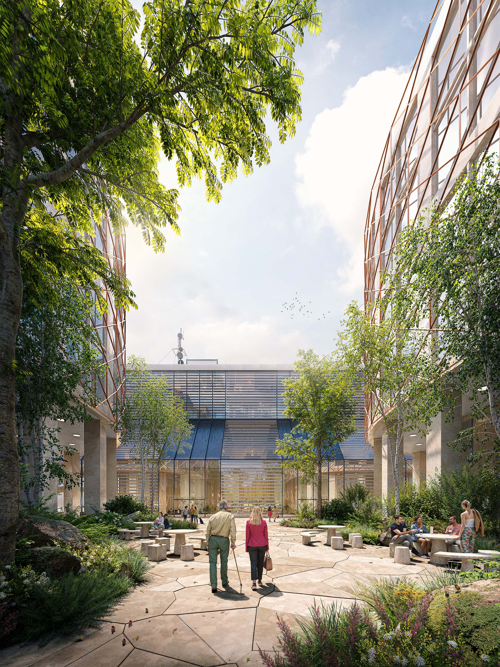 Zukunftsorientiertes Stadtprojekt, das Architektur, Natur und Gemeinschaft in Einklang bringt.